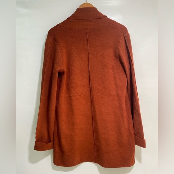 Tahari Terracotta fringe Cardigan Sweater - Picture 2 of 7